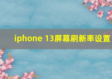 iphone 13屏幕刷新率设置